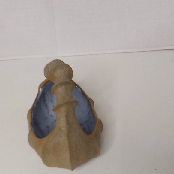 Ceramic Basket With Handle Rustic Cottagecore Inside Glazed Outside Raw 5" x 6" - Picture 5 of 12